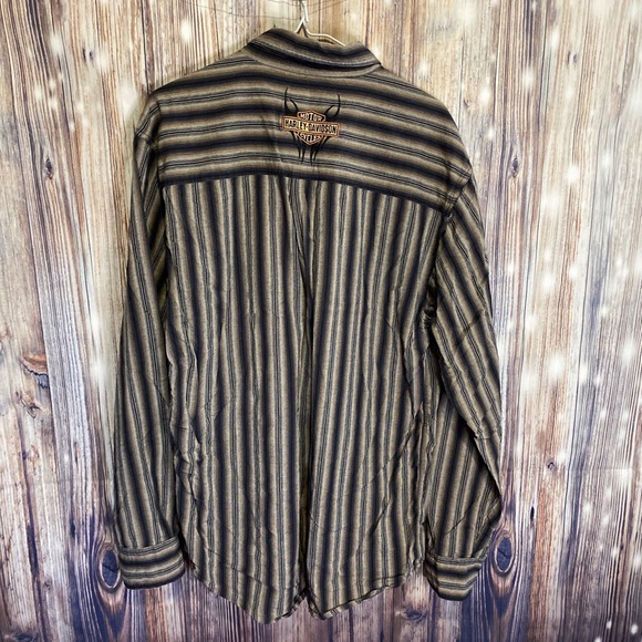 Harley Davidson Shirt Button Up Mens Large Tall. Striped Nice Preowned. - Picture 3 of 10